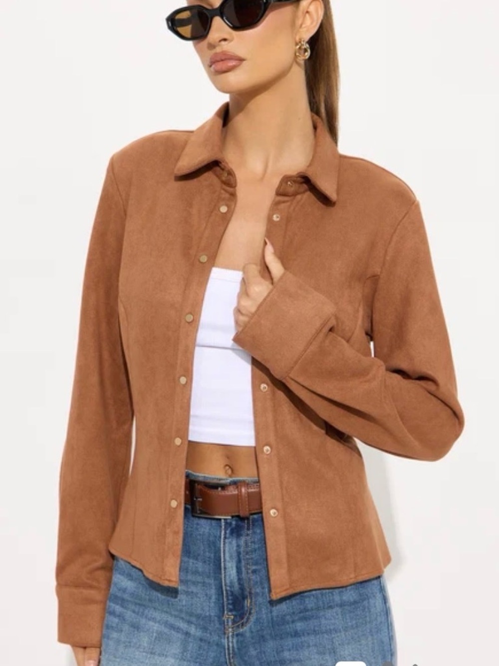 In the south faux suede shirt Fashion Nova